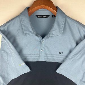 Travis Mathew Men's Polo Shirt Adult 2XL XXL Solid Blue Lightweight Golf